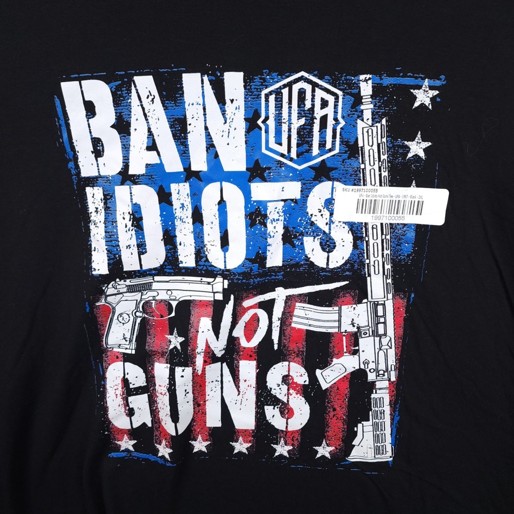 I‎ Love My Freedom T Shirt Mens 2X Black Ban Idiots Not Guns Patriotic 2nd Amend